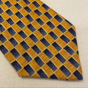 Van Heusen Gold and Blue Patterned Silk Tie
